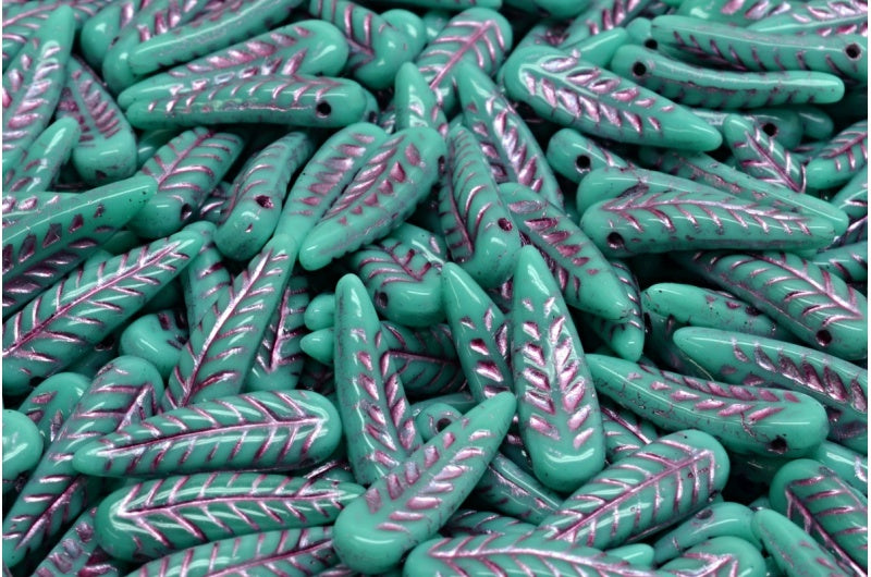鸟羽珠，绿松石粉色内衬 (63130-54321)，玻璃，捷克共和国