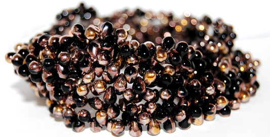 Pear Drop Pressed Glass Beads, Black 27101 (23980 27101), Glass, Czech Republic