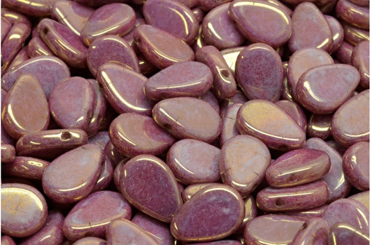 Flat Tear Drop Beads, White Luster Violet Full Coated (02010-14496), Glass, Czech Republic