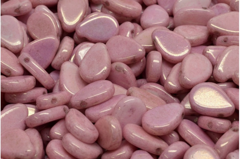 Flat Tear Drop Beads, White Luster Lila (02010-14494), Glass, Czech Republic