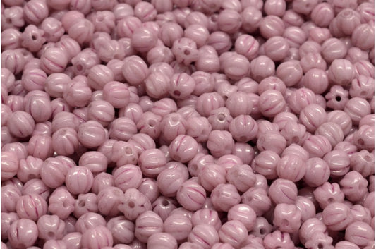 メロンビーズ、ホワイトラスターリラ（02010-14494）、ガラス、チェコ共和国