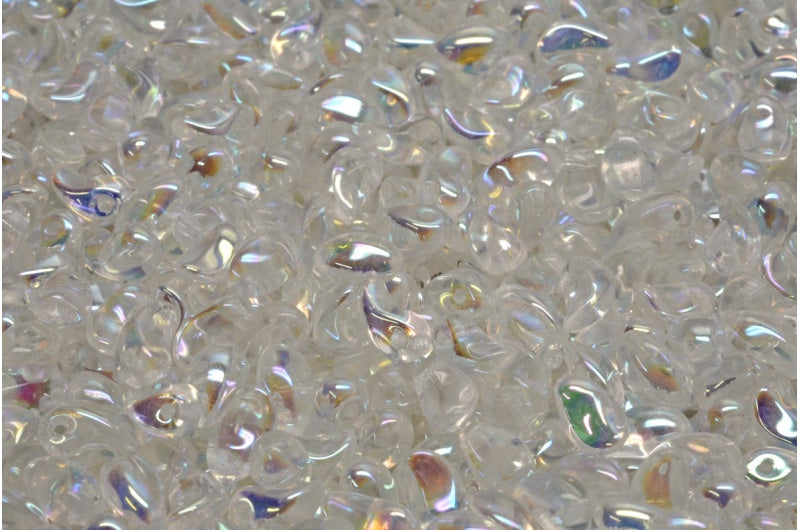 リリーペタルビーズ、クリスタルアブフル（2Xサイド）（00030-28703）、ガラス、チェコ共和国