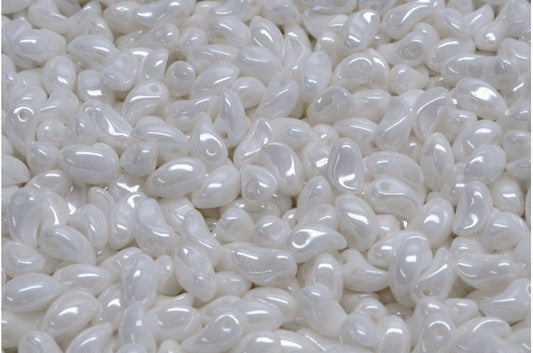 Lily Petal Beads, White Hematite (02010-14400), Glass, Czech Republic
