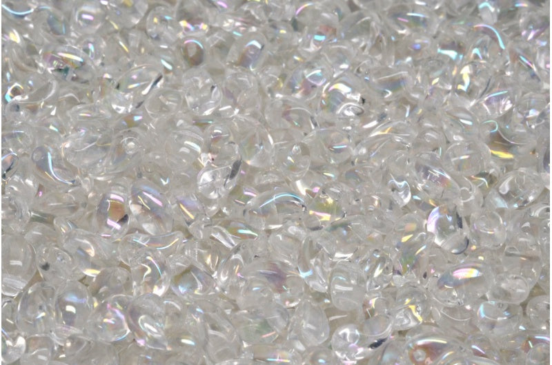 ユリの花びらビーズ、クリスタルAb（00030-28701）、ガラス、チェコ共和国