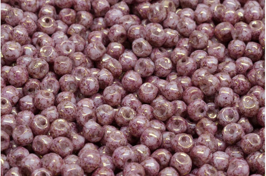 Mushroom Button Beads, White Terracotta Violet (02010-15496), Glass, Czech Republic