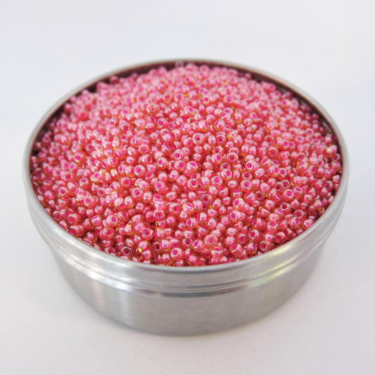 Rocailles PRECIOSA seed beads Light Topaz Pink Lined Glass Czech Republic