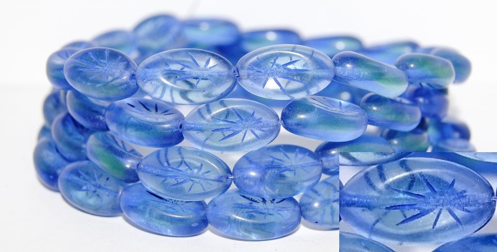 Oval With Rays Pressed Glass Beads, (87311 33202), Glass, Czech Republic