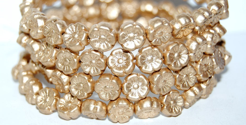 Hawaii Flower Pressed Glass Beads, (01710B), Glass, Czech Republic