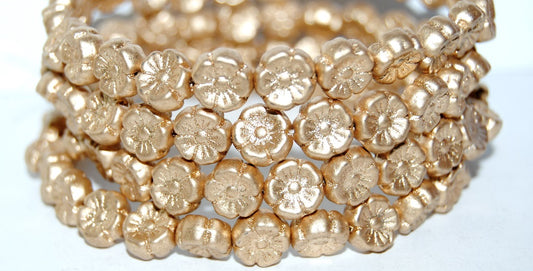 Hawaii Flower Pressed Glass Beads, (01710B), Glass, Czech Republic