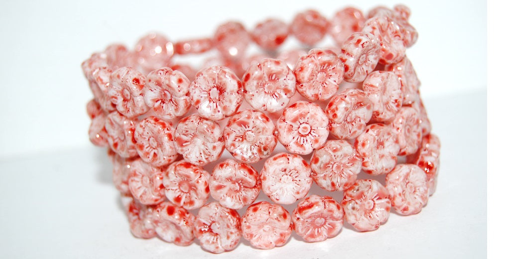 Hawaii Flower Pressed Glass Beads, (93K), Glass, Czech Republic