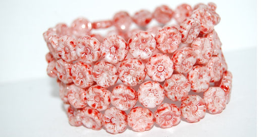 Hawaii Flower Pressed Glass Beads, (93K), Glass, Czech Republic