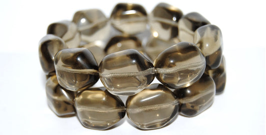 Czech Glass Pressed Beads Irregular Shape Like Stone, Gray (40000), Glass, Czech Republic