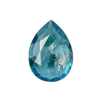 Pear Faceted Pointed Back (Doublets) Crystal Glass Stone, Aqua Blue 13 With Silver (01564), Czech Republic