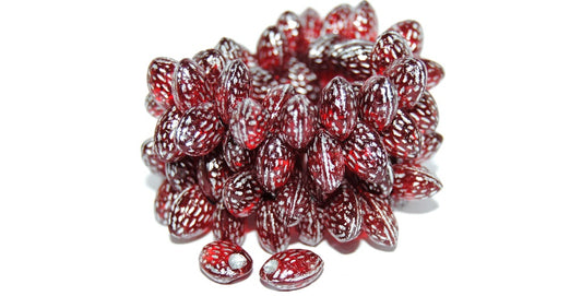Strawberry Friut Pressed Glass Beads, Ruby Red 54201 (90080 54201), Glass, Czech Republic