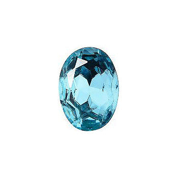 Oval Faceted Pointed Back (Doublets) Crystal Glass Stone, Aqua Blue 2 Transparent With Gold Foil (60000-Gf), Czech Republic