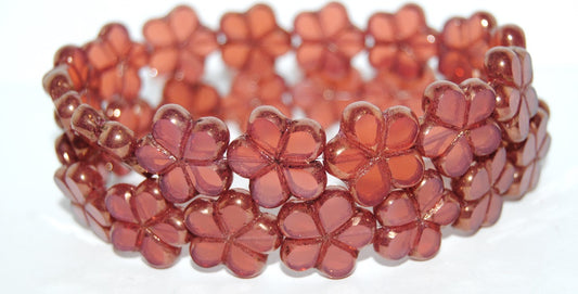 Table Cut Flower Beads, 71010B Luster Red Full Coated (71010B 14495), Glass, Czech Republic