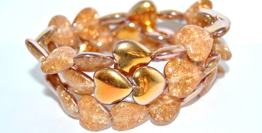 Heart Pressed Glass Beads, (10020 27101 Crack), Glass, Czech Republic