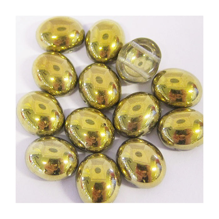 PRECIOSA Candy beads 2-hole oval glass cabochon (like Samos par Puca) Gold Glass Czech Republic