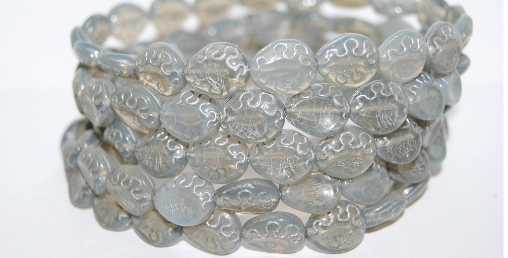 Tear Oval Pressed Glass Beads, (41000 54201), Glass, Czech Republic