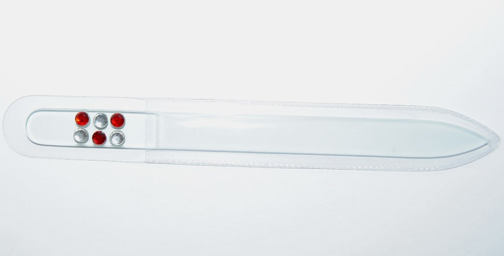 Glass Nail Files With Red Rhinestones Double-Sided, (), Glass, Czech Republic