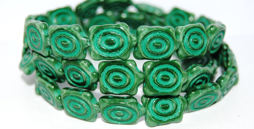 Spiral Turtle Pressed Glass Beads, (56106 46450), Glass, Czech Republic