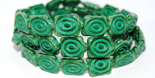Spiral Turtle Pressed Glass Beads, (56106 46450), Glass, Czech Republic