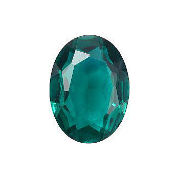 Oval Faceted Pointed Back (Doublets) Crystal Glass Stone, Green 2 Transparent (60240), Czech Republic