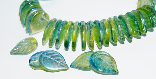 Leaf Pressed Glass Beads, 48111 (48111), Glass, Czech Republic