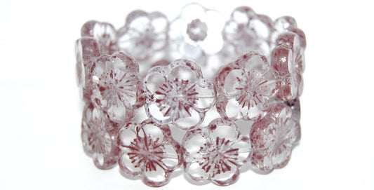 Table Cut Flower Beads Hibiscus, (21 43609 Lava Glass), Glass, Czech Republic