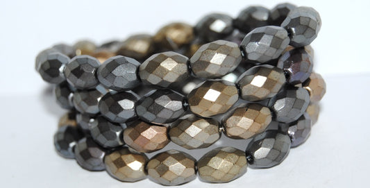 Cut Fire Polished Faceted Glass Beads, Mix Of Matt Metallic Colors (1670), Glass, Czech Republic