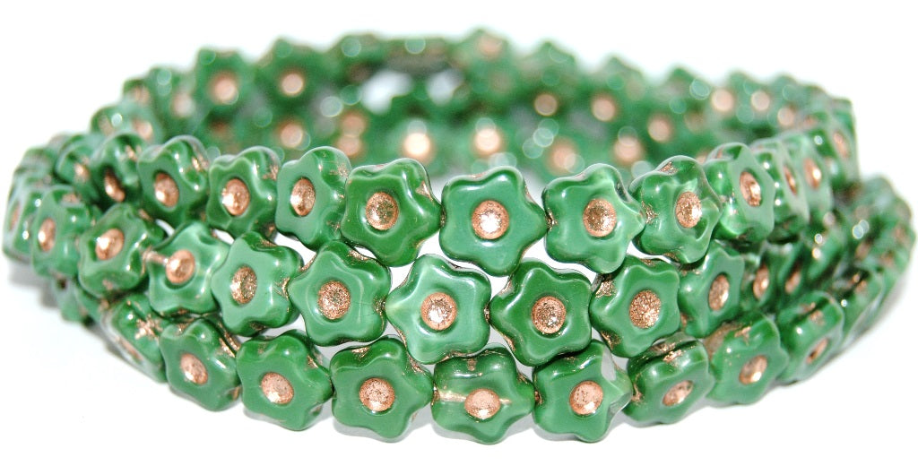 Simple Flower Pressed Glass Beads, (56106 54200), Glass, Czech Republic