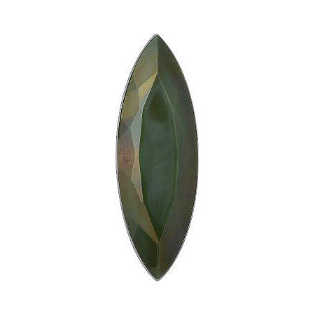 Navette Faceted Flat Back Crystal Glass Stone, Green 1 Opaque (53280-Ft), Czech Republic