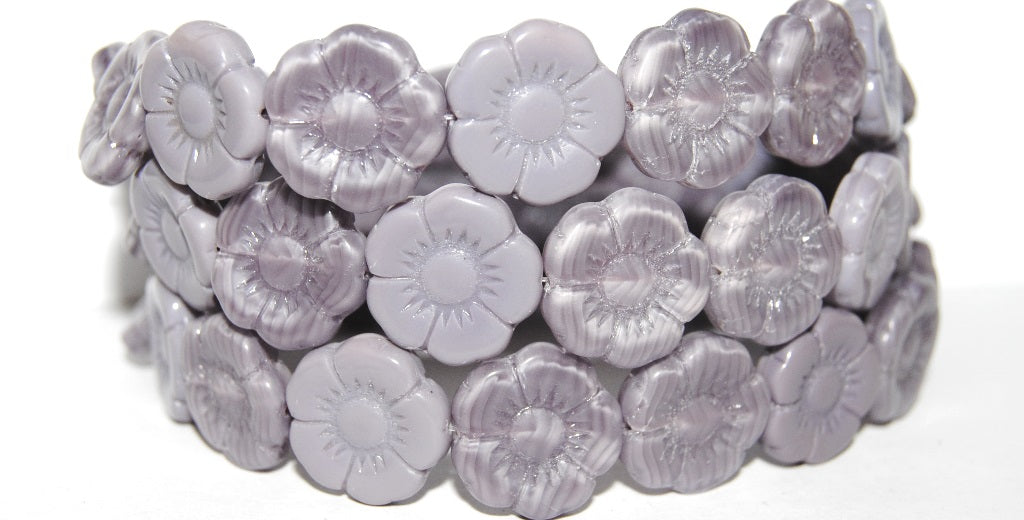 Round Flat Flower Pressed Glass Beads, Mixed Colors Purple (Mix Purple), Glass, Czech Republic