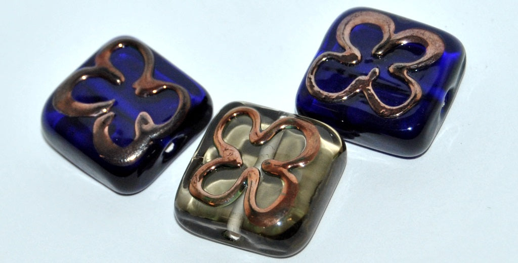 Czech Glass Hand Made Square Lampwork Beads, (J), Glass, Czech Republic