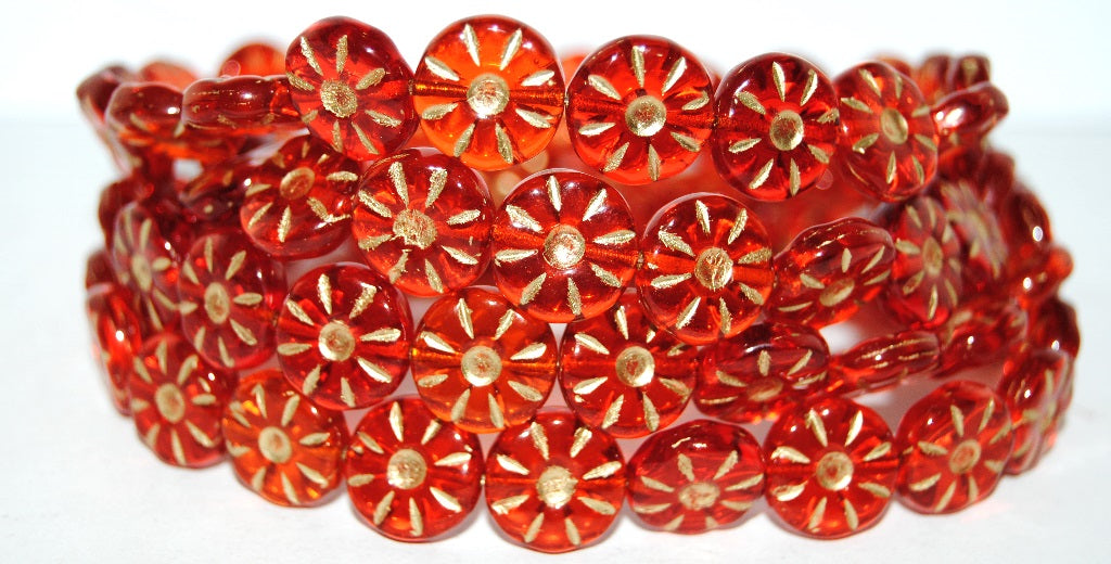 Flower Pressed Glass Beads, (9005060Mix 54202), Glass, Czech Republic