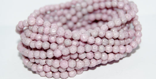 Round Pressed Glass Beads Druck, Luster Lila (14494), Glass, Czech Republic