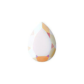 Pear Faceted Pointed Back (Doublets) Crystal Glass Stone, White 9 Opaque With Ab, Polished (030000-Abp), Czech Republic