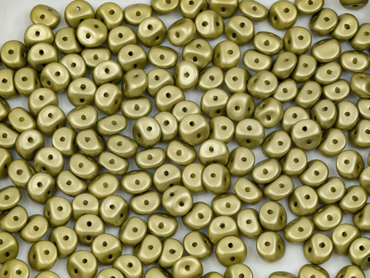 Es-o 2-hole round beads (like SuperDuo) Pastel Olive (25021), Glass, Czech Republic