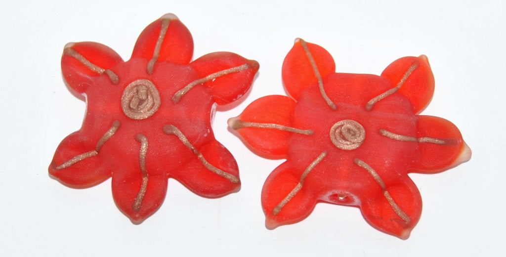 Czech Glass Hand Made Flower Lampwork Beads, (3432 A), Glass, Czech Republic