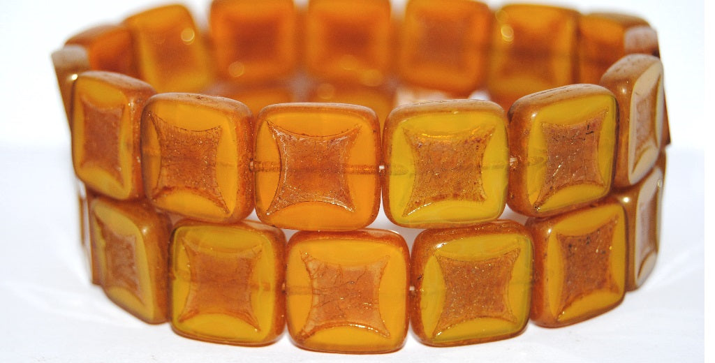 Table Cut Square Beads With Square, 8124060 Luster Red Full Coated (8124060 14495), Glass, Czech Republic