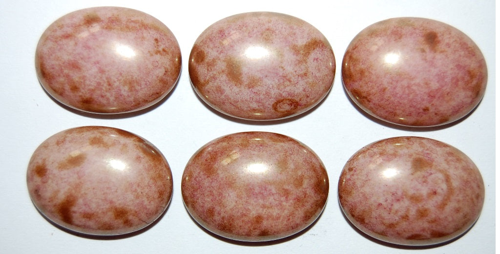 Cabochon Oval Flat Back, (Pink), Glass, Czech Republic