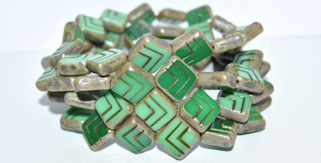 Table Cut Rhomb Beads With Lines, (52020 43400), Glass, Czech Republic