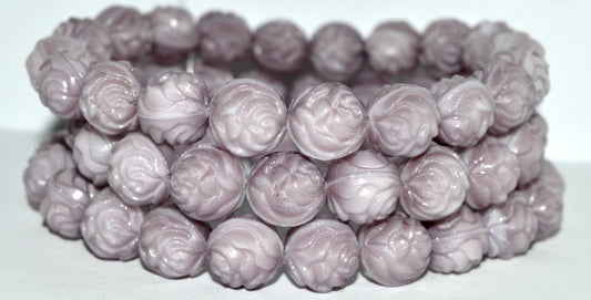 Round Rose Pressed Glass Beads, 7224 (7224), Glass, Czech Republic