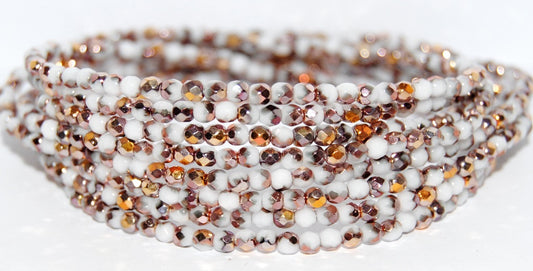 Fire Polished Round Faceted Beads, Chalk White 27101 (3000 27101), Glass, Czech Republic