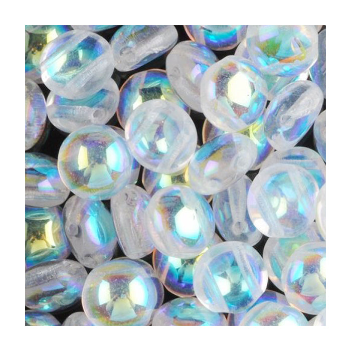 PRECIOSA Candy beads 2-hole round glass cabochon Crystal Ab Coating Glass Czech Republic