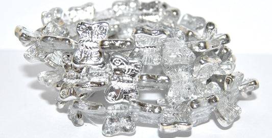 Butterfly Pressed Glass Beads, Crystal Crystal Silver Half Coating (30 27001), Glass, Czech Republic