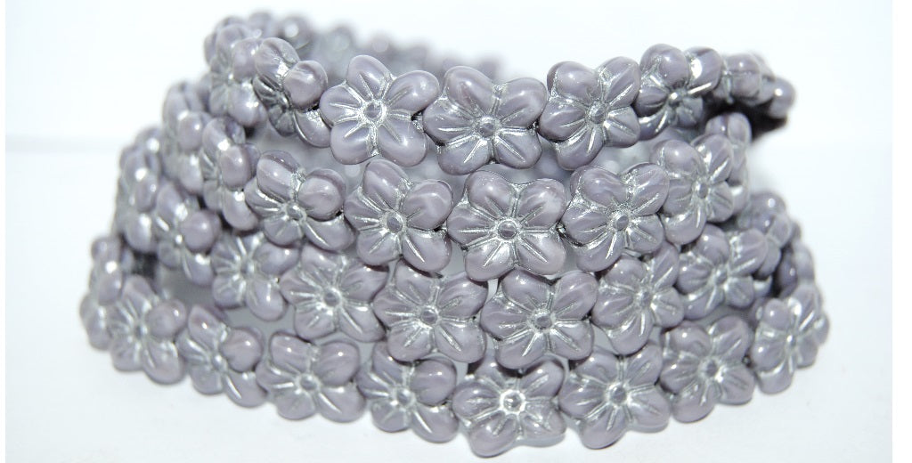 Flower Pressed Glass Beads, (24010 54201), Glass, Czech Republic