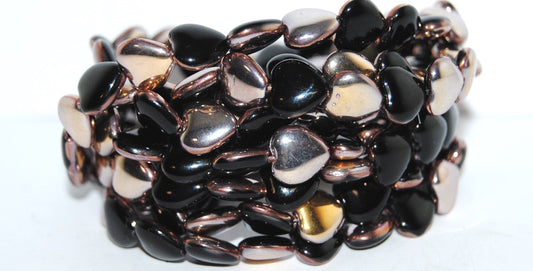 Heart Pressed Glass Beads, Black 27101 (23980 27101), Glass, Czech Republic