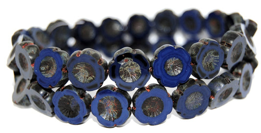 Table Cut Round Beads Hawaii Flowers, 33410 Travertin (33410 86800), Glass, Czech Republic