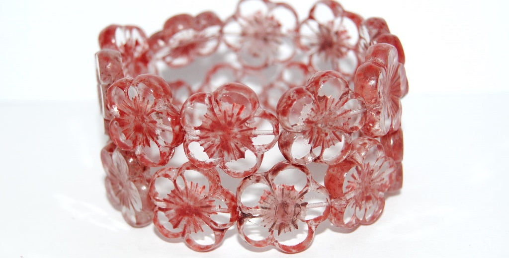Table Cut Flower Beads Hibiscus, (21 43607 Lava Glass), Glass, Czech Republic